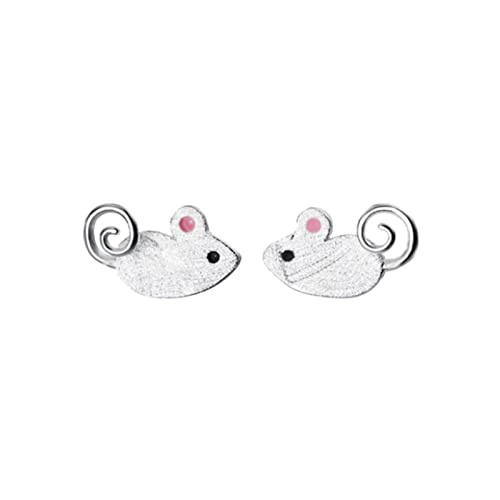Argent 925 boucles d'oreilles femmes, bijoux mode breloques animal souris en argent sterling