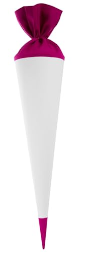 goldbuch 97846 Bastelschultüte, Rohling zum Selbstgestalten mit Filzverschluss und Filzspitze, Schultüte 70cm, Zuckertüte zur Einschulung, für Einschüler, Schulkinder & Berufsanfänger Weiß / Pink