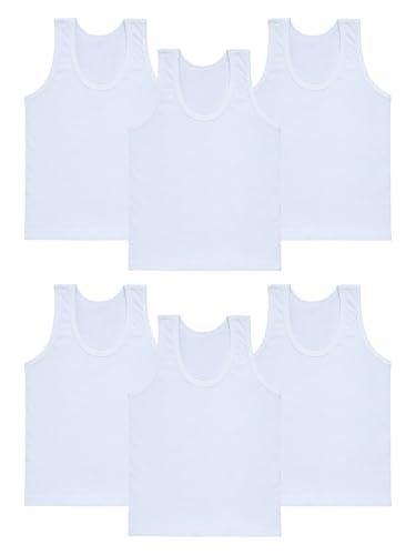 Image of BODYCARE Kids Boy's Regular Fit Plain Vest | 100% Cotton| Skin Friendly | U- Neck | Lightweight | Sleeveless Design | White Colour | Pack of 6