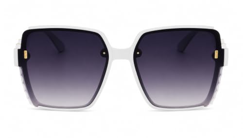 PRASU Women's Oversized Square Sunglasses, White Frame, Gradient ...