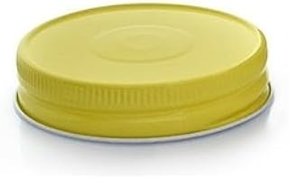 Nakpunar 12 pcs Yellow Mason Glass Jars Lids - Regular Mouth