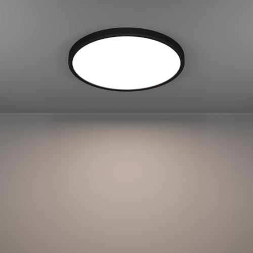 EGLO connect.z Smart-Home LED Bad Deckenlampe Fueva 6-Z, Ø 38,9 cm, ZigBee, App und Sprachsteuerung Alexa, Lichtfarbe (warmweiß-kaltweiß), dimmbar, Deckenleuchte Badezimmer schwarz, IP44