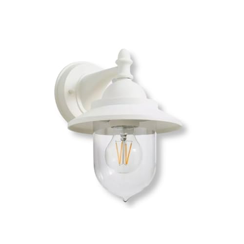 Vetrineinrete® Lanterna da parete applique per giardino facciate terrazzo stile retrò lampada da muro bianca E27 IP44