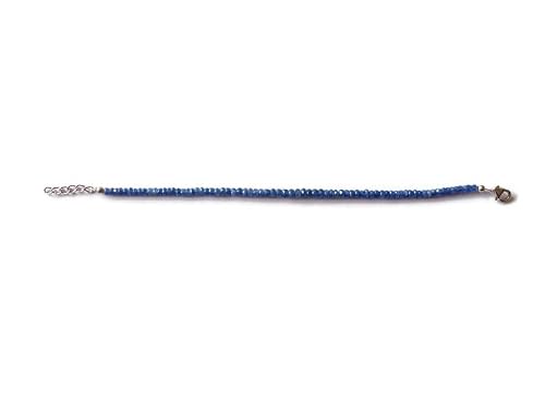 22 Cts, Natural Blue Sapphire Sterling Silver Bracelet 8 Inch, Faceted Rondelles Beads, Sapphire Sterling Silver Jewelry, Adjustable Bracelet #TOP19