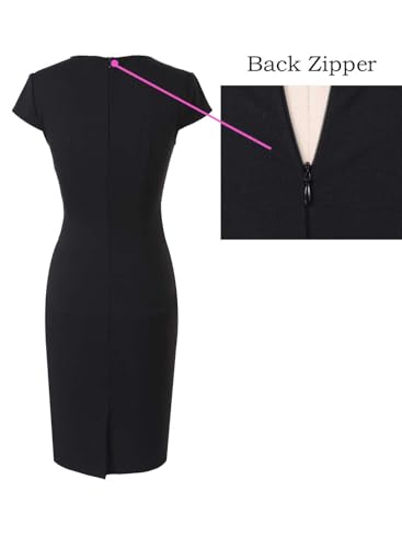 Image of VFSHOW Womens Elegant Notch V Neck Ruched Work Office Business Church Bodycon Sheath Dress