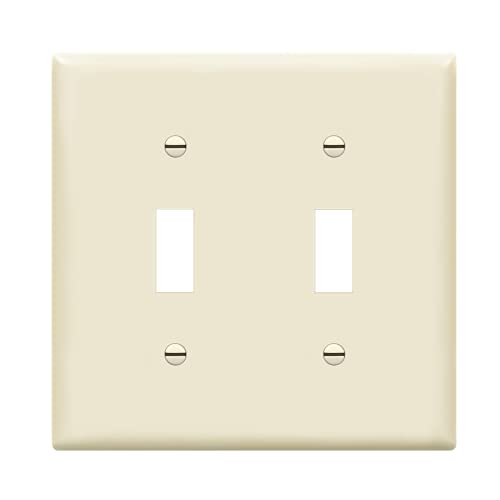 ENERLITES Toggle Light Switch Wall Plate, Gloss Finish, Size 2-Gang 4.50" x 4.57", Unbreakable Polycarbonate Thermoplastic, 8812-LA, Light Almond