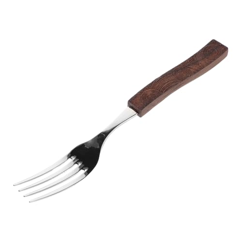 KICHOUSE Metal Forks Stainless Steel Walnut Wood Handle Unique Carving Health-conscious for Western