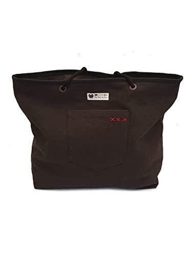Image of The House of tara Cotton Oversized Canvas Tote Bag with Zip Pouch | YKK Zipper Closure | Padded Pocket for Tablet & Sunglasses /Phone | Bottle Holder | Strong Nylon Handles | Women