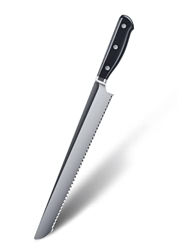 Foxel Best Bread Knife 10 Inch Serrated - Razor Sharp Rust Resistant Japanese Vg10 Steel Knife For - A Kitchen Essential Great For Cutting Bread, Cake, Sourdough, Sandwiches, Bagels, And Hard Crust #TOP20