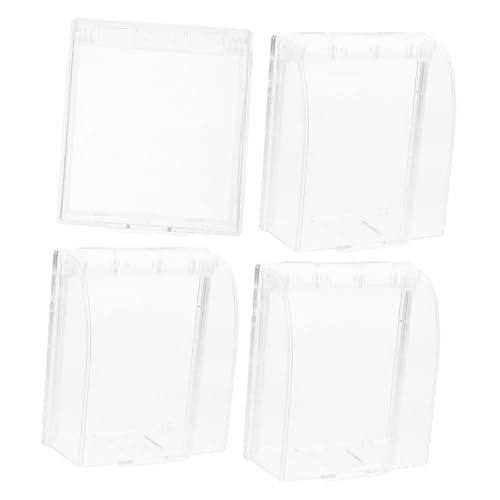 HOMSFOU 4pcs Adhesive Outlet Covers Flip Type Water-Resist Socket Case for Bathroom Wall Socket Protection Splash Wear-Resistant Easy to Install for Indoor and Outdoor Use
