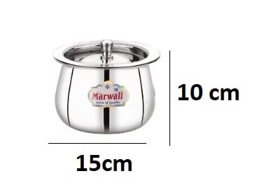 Image of Stainless Steel Handi with Lid for Serving and Storage of Ghee /Dhai /Milk etc. (1250ml)