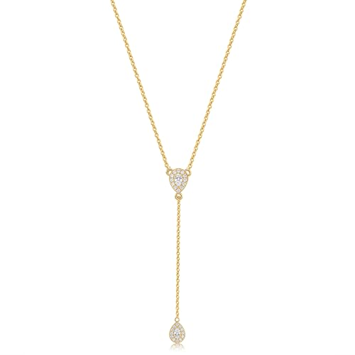 Image of TRUESILVER ACPL 925 Sterling Silver Lariat Necklace for Women | Y-Shape Pendant Necklace with Chain | Fine Silver Jewelry | Gift for Women & Girls