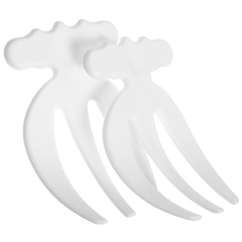 MUELODSIC 2 Pezzi Forchette per Insalata Riutilizzabili Ergonomiche in Plastica Bianca Posate Piccole Resistenti per Mescolare e Degustare Verdure Strumenti Pratici e Durevoli