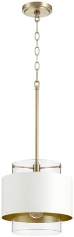 Quorum 8012-0880 Contemporary Modern One Light Pendant in Brass - Antique Finish,