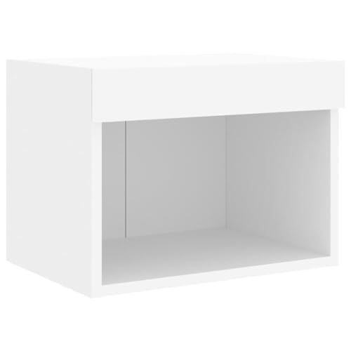 Table de chevet murale blanche au design flottant épuré avec éclairage LED intégré - 7