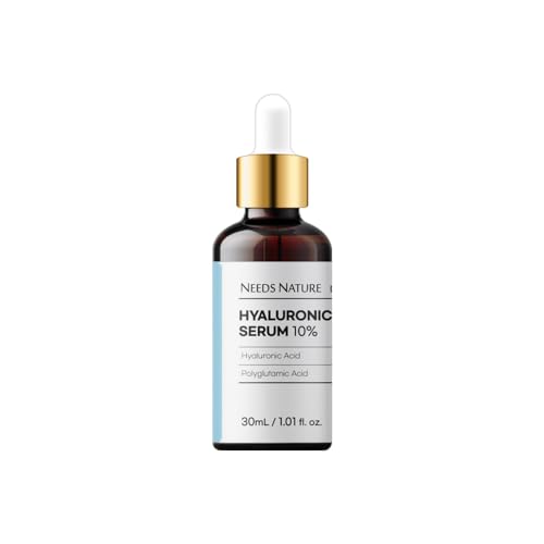 Hyaluronic Acid 10% Facial Serum – NEEDS NATURE DIY Booster with Polyglutamic Acid & Allantoin...