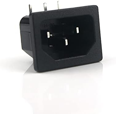 IEC320 C14 Right Angle 3 Pin Male Plug Chassis PCB Panel Power Inlet Socket Connector AC 250V/10A 4 Pcs
