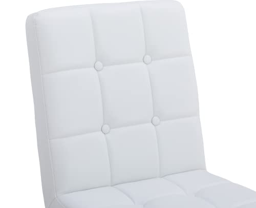 Ealson Modern Tufted Dining Chairs Set Of 2 Leather Upholstered Dining Room Chairs With Chrome Metal Legs Mid Century Kitchen Chairs Armless Side Chairs For Dining Room Living Room, White #TOP6