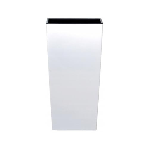 Stolmet Tall Flower Pot, Square Planter, Suitable for Indoor and Outdoor Usage, Perfect for Home and Garden Decoration, Capacity of 2L to 91.5L (White, 26.6 Litres)