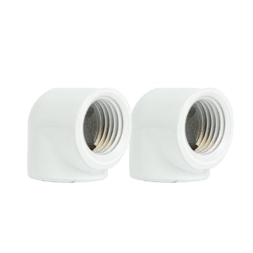 Image of dracaena.io 2-Pack G1 /4 inch Female to Female 90 Angle Elbow Fittings, Brass Water Cooling Connector Adapter for PC Computer Liquid Cooling Loop, Durable Leak-Proof Extender Fitting, White