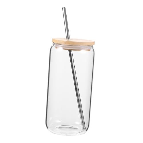 Unomor 1 Set Straw Glass Coffee Cups with Lids Water Glasses Juice Bottles Coffee Mugs Straws Coffee Mug with Lid Espresso Cup Drinking Glasses Clear Coffee Mug Glass Water Cup Milk Cup
