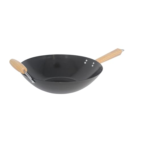 Image of Imusa 14in Carbon Steel Nonstick Wok with Wood Handles, Black