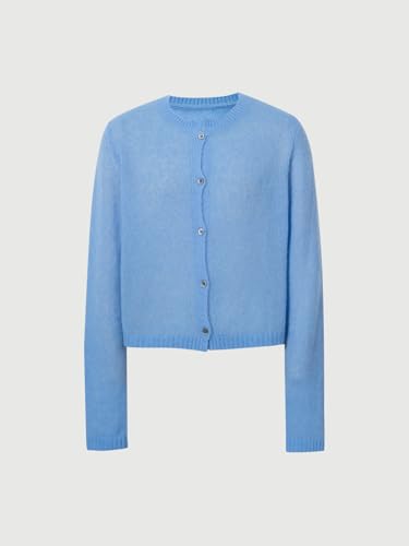 Image of Women's Silk Cashmere Blend Cardigan, Lightweight Soft Knit Round Neck Sweater, Button Front Elegant Layer for Spring & Fall