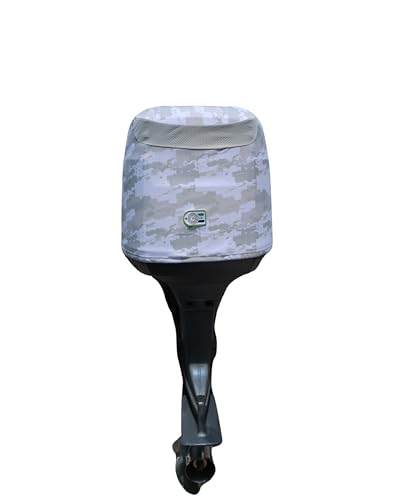 Image of Grey Digital Camo Outboard Motor Cover for Yam OX 66 V6 150-250 HP (2-Stroke) | Made in USA to Stay on While You Run! | 105D