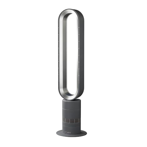 Image of Xcity H601 Bladeless Tower Fan, 10 Cooling Speeds, Remote Control, Ultra-Quiet Brushless DC Motor for Bedroom, Living Room & Office Commercial, Silver & Gray