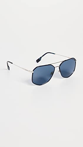 BURBERRY Ozwald Sunglasses, Silver Blue/Blue, One Size3