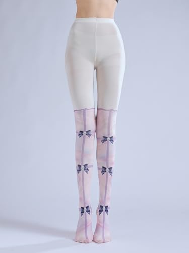 Image of Sahabowi Women's Sheer Tights, Digital Print Designs Stockings