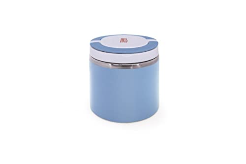 Iris Barcelona Lunch Box Fiambrera Térmica de Acero Inox 18/8, táper con Doble Pared, Tapa Aislante, Doble Asa, Válvula Anti-Vacío y BPA Free, 600 ml Azul