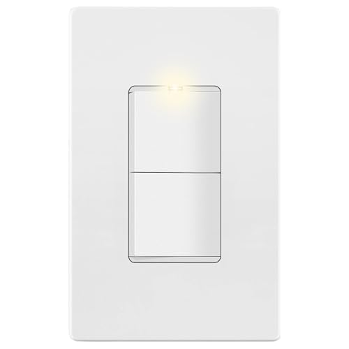 Image of LIDER Lighted Double Switch with Screwless Wall Plate, Combination Frameless Decorator Switch with Locator Light, Ground Terminal, Single Pole, 15A 120V, UL Listed, Thermoplastic, Matte White