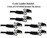 3 Pairs of Condor Motorcycle Cycle Loader Ratchet Tie-Down Straps (CL-RCT-B)