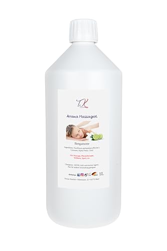 Aceite de masaje aromático para masajes, fisioterapia, bienestar y mucho más, grado medicinal (1l, Bergamota)