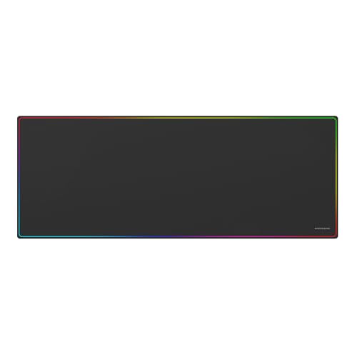 Mars Gaming MMP224, Tappetino Gaming XXL 880x330mm, Bordo Rainbow, Base Antiscivolo in Gomma Naturale, Superficie Nanotextile ad Alta Precisione, Tappetino Flessibile, Nero