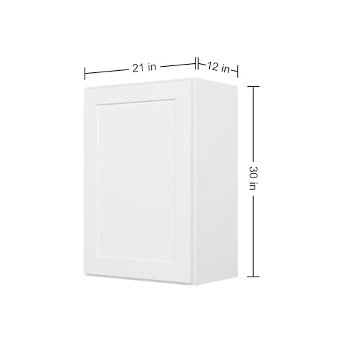 Image of Furinno Shaker Wall Kitchen Cabinet, Ready to Assemble, 12 D x 21 W x 30 H, White