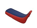 Moto Discovery Housse de Selle Compatible avec Honda XRV750 Africa Twin RD04 1990 1992 Bleu/Rouge avec Coutures Blanches (B)