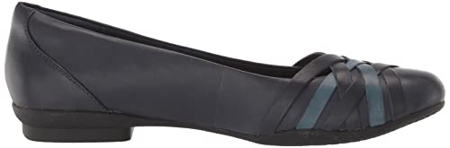 Clarks Women's Sara Clover Ballet Flat, Navy Combi Leather, 6 #TOP5