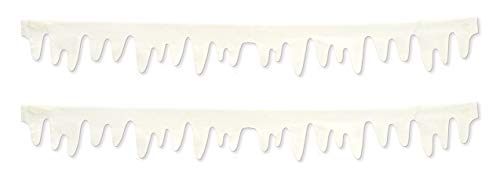 Beistle 2-Piece Fabric Icicle, Christmas Decorations & White Hanging Garland for Fireplace & Mantle, Winter Wonderland Decor, 8’ 1” Border, 4’ 1/2”