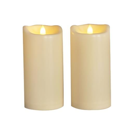Image of CANDLE CHOICE Large Waterproof Outdoor Battery Operated Flameless Candles with Timer Realistic Flickering Plastic Electric LED Pillars for Lantern Garden Yard Halloween Christmas Decorations 4x8 2PCS