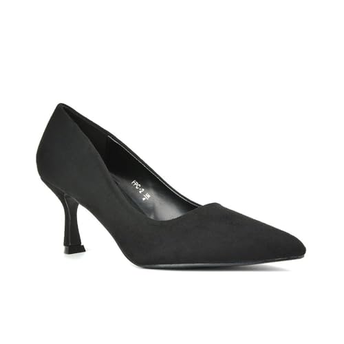 Women's Classic Pointed Toe Court Shoes Ladies Slip On Black