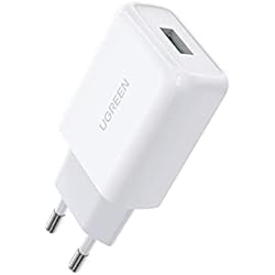 Cargador De 18 Watts Xiaomi UGREEN Cargador Quick Charge 3.0, Cargador USB 18W Cargador Carga Rápida Cargador de Red Compatible con Xiaomi Mi11/Mi10 Redmi 11/10 Redmi Note 11 Galaxy S22/S21/S20 BQ Aquarius X iPhone 13/12-Blanco