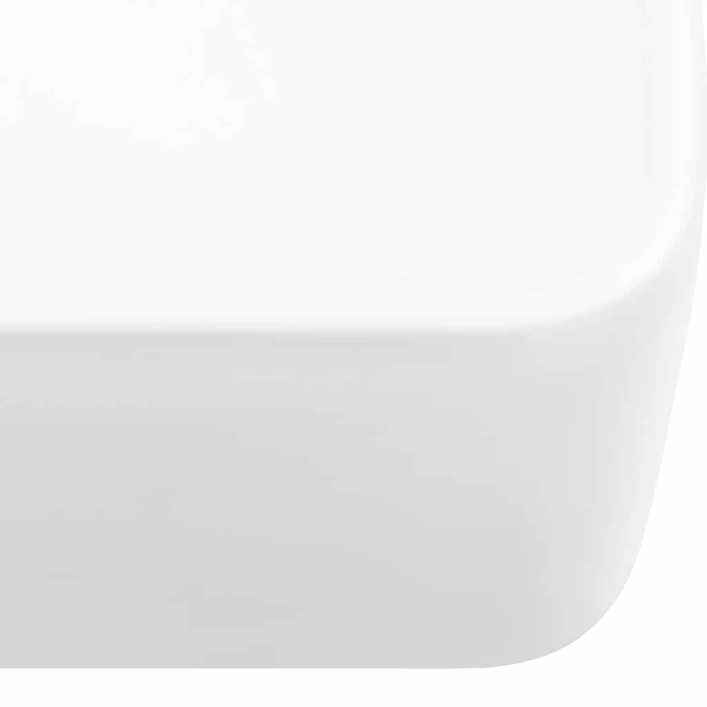vidaXL Lavabo Rectangular, Lavamanos para Encimera, Fregadero Rectangular, Lavabo para Baño Aseo Tocador, Cerámica Blanco 48x37x13 cm