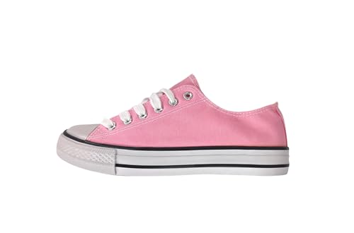 P&L ITALY COLLECTION Chaussures en toile pour femme blanches avec bout en caoutchouc et toile, rose, 41 EU