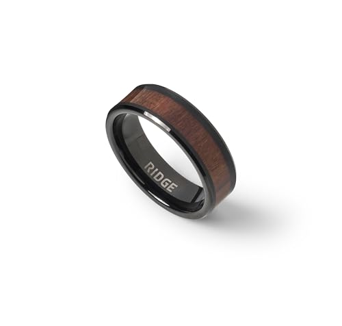 Image of The Ridge Tungsten Rings For Men - Mens Wedding Band - Strong, Durable, and Scratch-Resistant Beveled Ring With Silicone Band