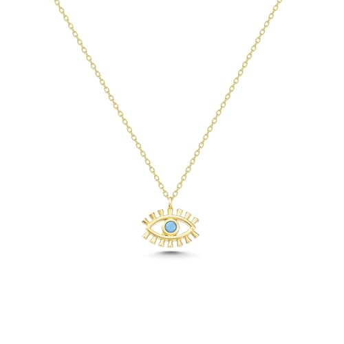 Evil Eye Pendant, 14K Real Gold Eye Necklace, Minimalist Gold Evil Eye Pendant, Dainty Custom Evil Eye Necklace