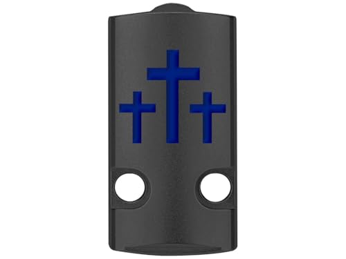 NDZ Performance Optics Ready Cut Slide Cover Plate for Sig P365 P365X P365 XL P365 X Macro P365 Fuse 9mm, Black Anodized Aluminum w/Blue Laser Engraving, Made in The USA - 3 Crosses