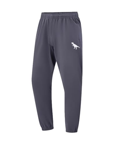 BINPAW 3 Pack Toddler Boys Active Pants Pull On Sweatpants Dinosaur Graphic Print Jogger Pants, Black/Navy Blue/Dark Gray, 7-8Y = Tag 1304