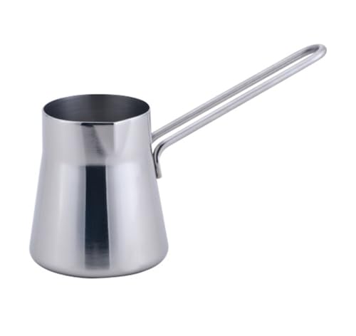 Stainless Steel Turkish Coffee Pot Tea Maker Chai Arabic Briki Greek Cezve Ibrik Midi with Spout Stove Top Milk Sauce Chocolate Warmer Butter Melting Pan with Handle 12oz/355 ml 4-5 Serve 1PC